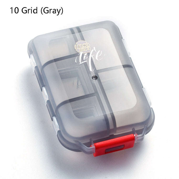 Mizi Small Pill Box Portable Dispensing Medicines Boxes, Colour: 10 Grid (Gray)