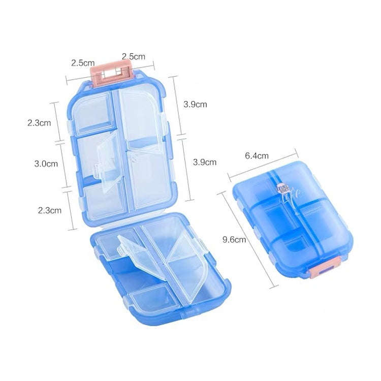Mizi Small Pill Box Portable Dispensing Medicines Boxes, Colour: 10 Grid (Gray)