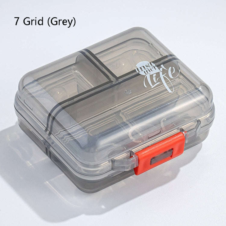 Mizi Small Pill Box Portable Dispensing Medicines Boxes, Colour: 7 Grid (Grey)