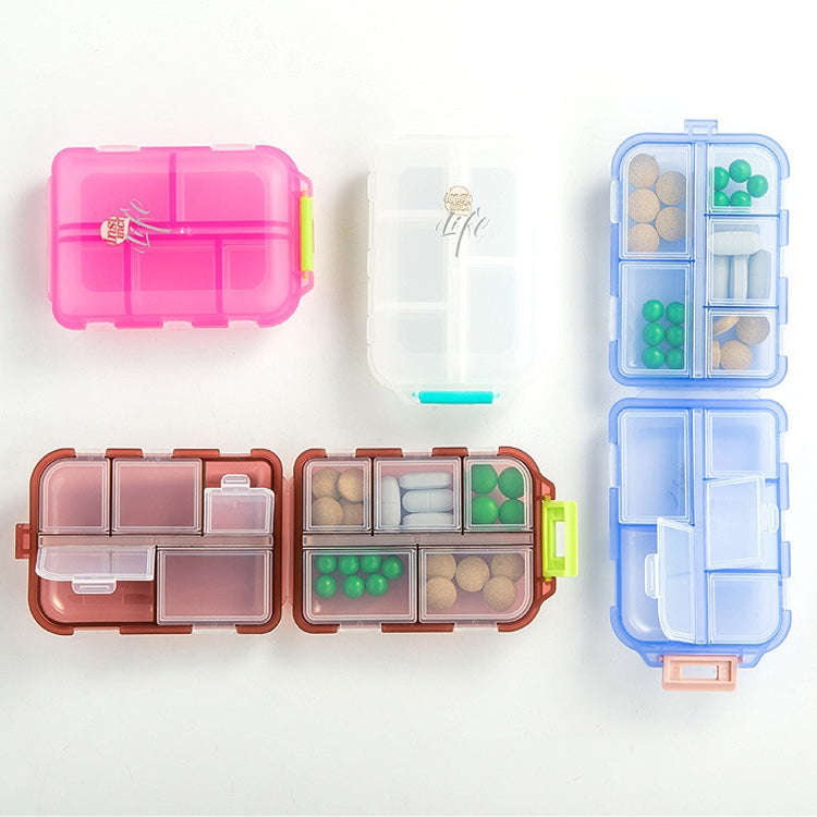 Mizi Small Pill Box Portable Dispensing Medicines Boxes, Colour: 7 Grid (Grey)