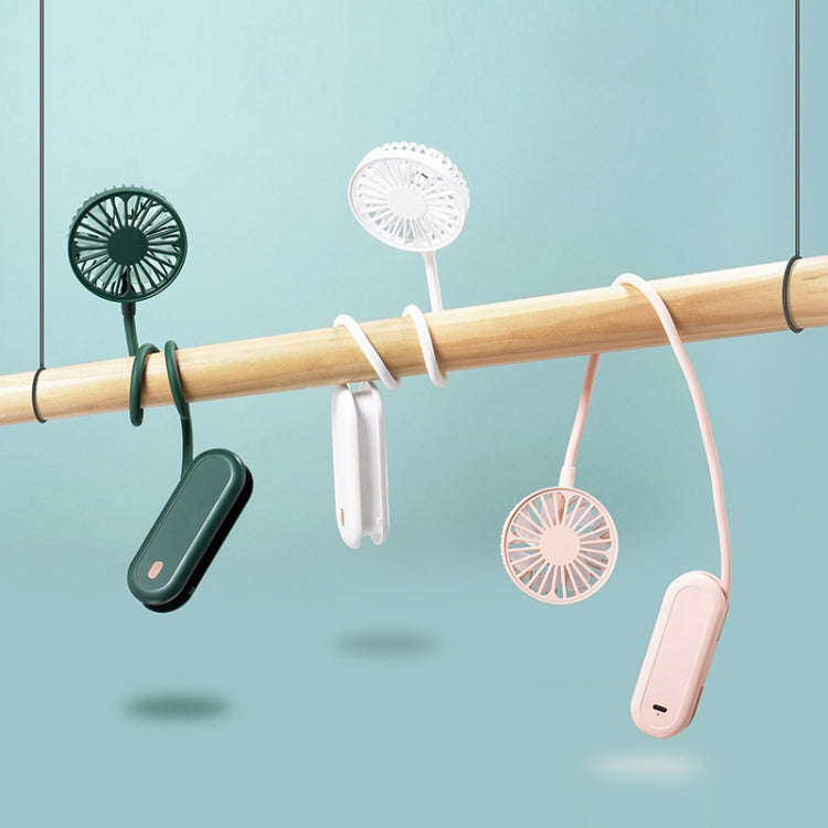 LN2 Hanging Neck Small Fan Outdoor Foldable USB Lazy Handheld Fan(White)