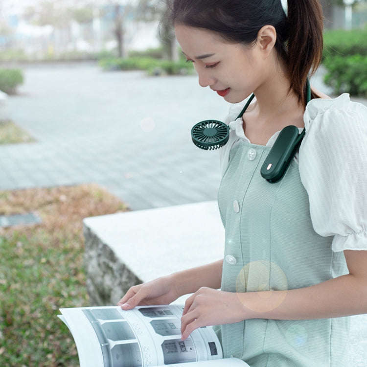 LN2 Hanging Neck Small Fan Outdoor Foldable USB Lazy Handheld Fan(White)