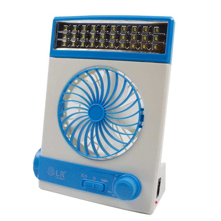Four-In-One Solar Fan With Lamp Flashlight Function,CN Plug(Blue)