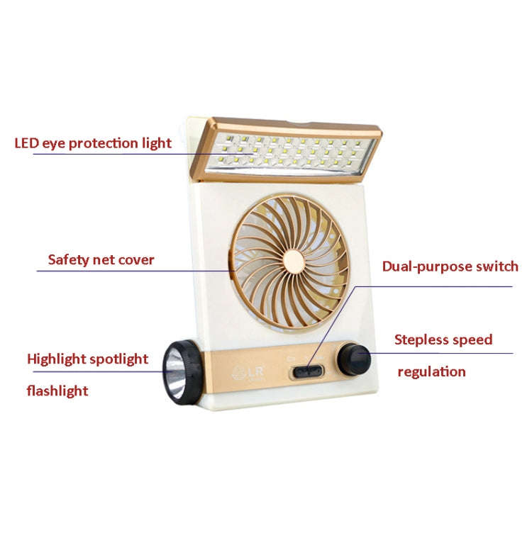 Four-In-One Solar Fan With Lamp Flashlight Function,CN Plug(Blue)