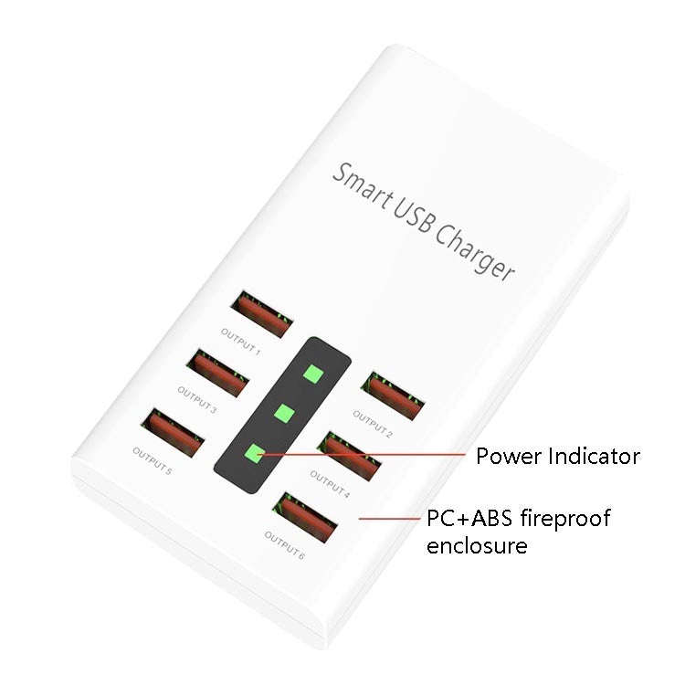 30W 2A Multi-Function 6-Port Charging Socket Universal Smart Phone And Tablet USB Charger(EU Plug)