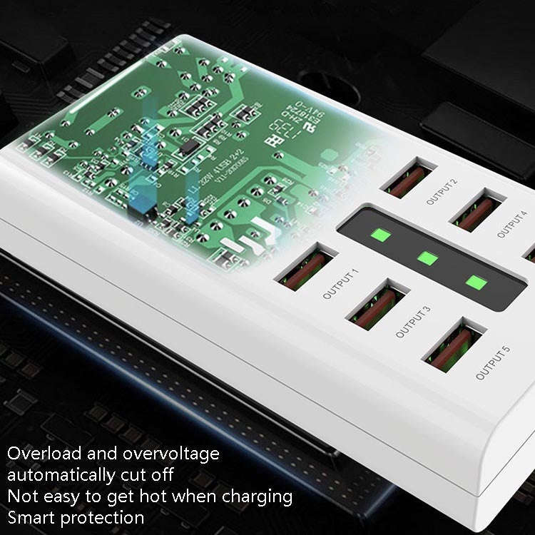30W 2A Multi-Function 6-Port Charging Socket Universal Smart Phone And Tablet USB Charger(EU Plug)