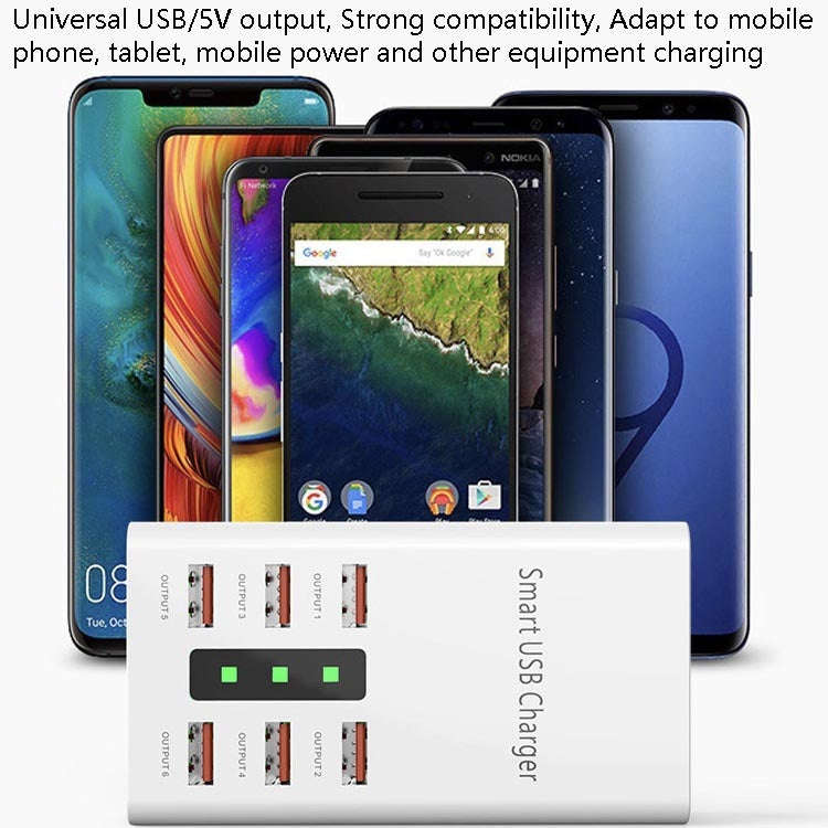 30W 2A Multi-Function 6-Port Charging Socket Universal Smart Phone And Tablet USB Charger(UK Plug)