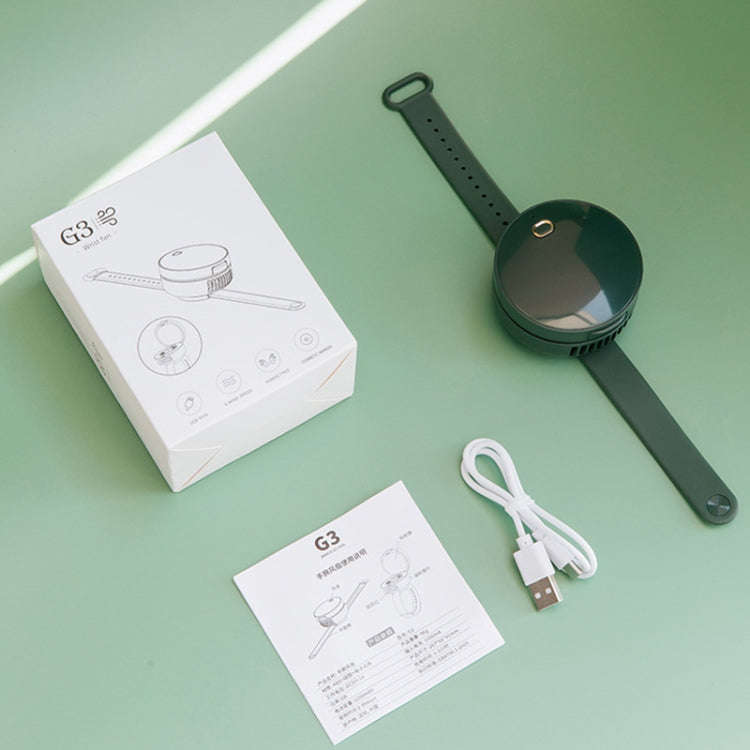 G3 Portable Outdoor Kids USB Mini Mirror Leafless Watch Fan(White)