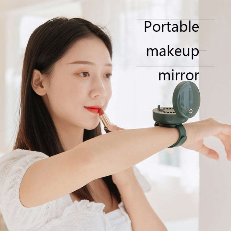 G3 Portable Outdoor Kids USB Mini Mirror Leafless Watch Fan(White)