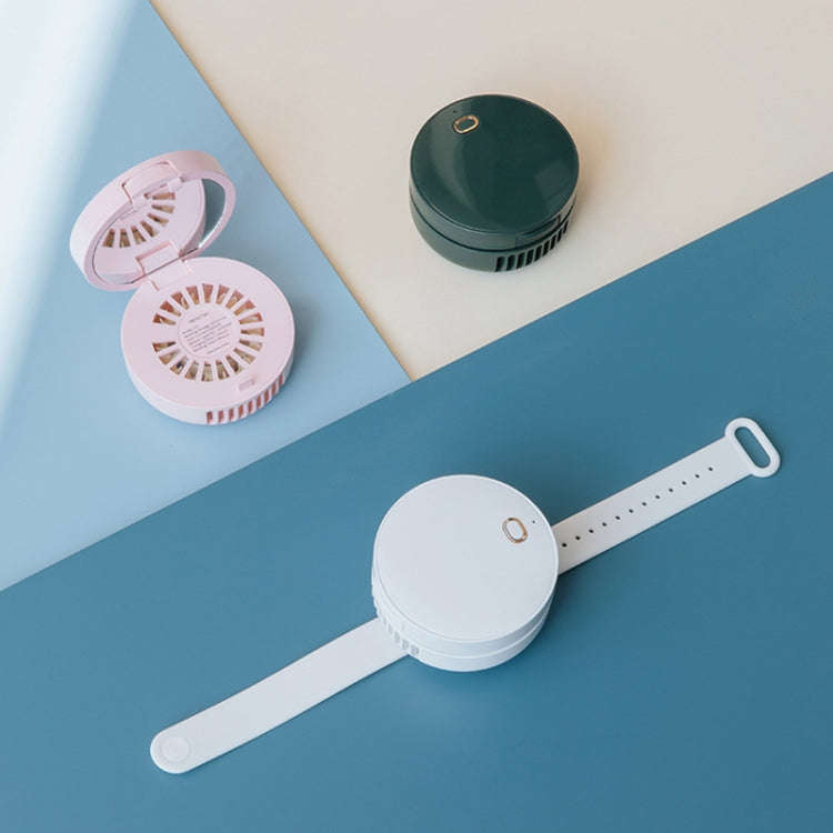 G3 Portable Outdoor Kids USB Mini Mirror Leafless Watch Fan(White)