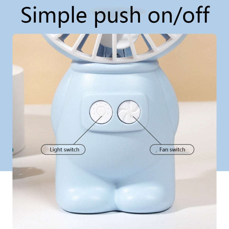 FY040 2 PCS Portable Outdoor USB Handheld Fan Desktop Office Mini Night Light Fan(Blue)