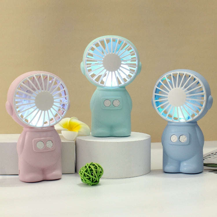 FY040 2 PCS Portable Outdoor USB Handheld Fan Desktop Office Mini Night Light Fan(Blue)