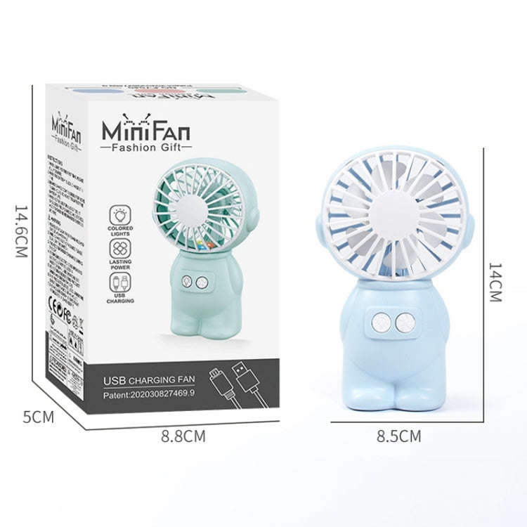 FY040 2 PCS Portable Outdoor USB Handheld Fan Desktop Office Mini Night Light Fan(Blue)