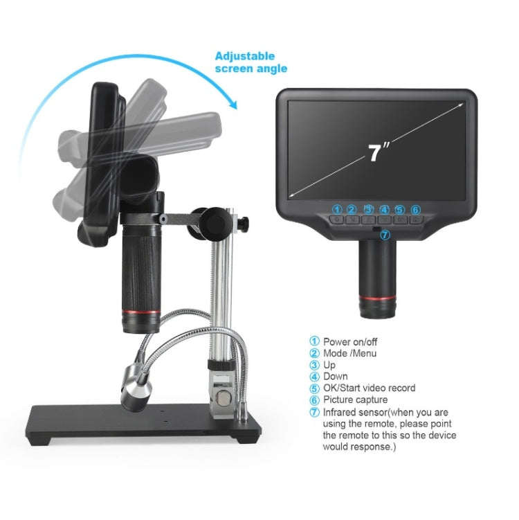 7 Inch 3D Digital Microscope Industrial Overhaul, Watch And Jewelry Appraiser(EU Plug)