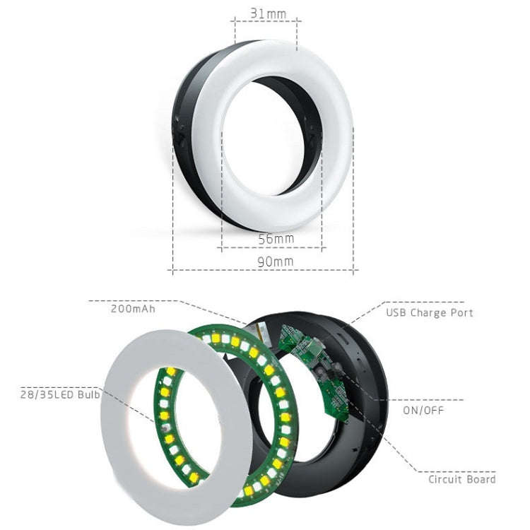 Mobile Phone Live Selfie Light LED Beauty Ring Fill Light(White)