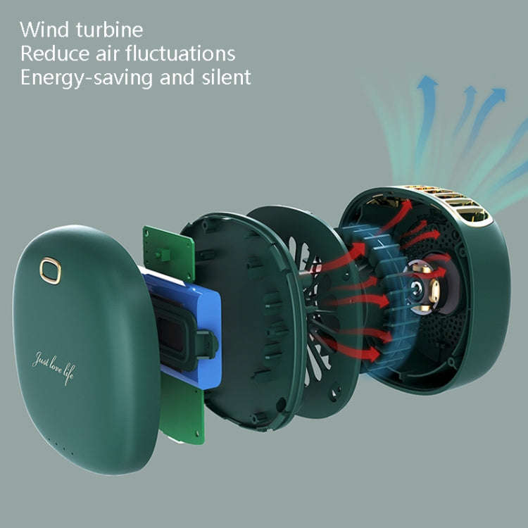 Lazy Hanging Neck Small Fan Usb Rechargeable Mini Portable Leafless Fan(Vintage Green)
