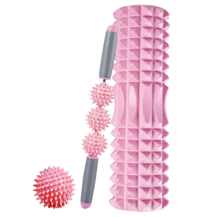 3 in 1 Eva Foam Roller Hollow Muscle Relaxation Roller Yoga Column Set, Length:  45cm (Pink Cresc...
