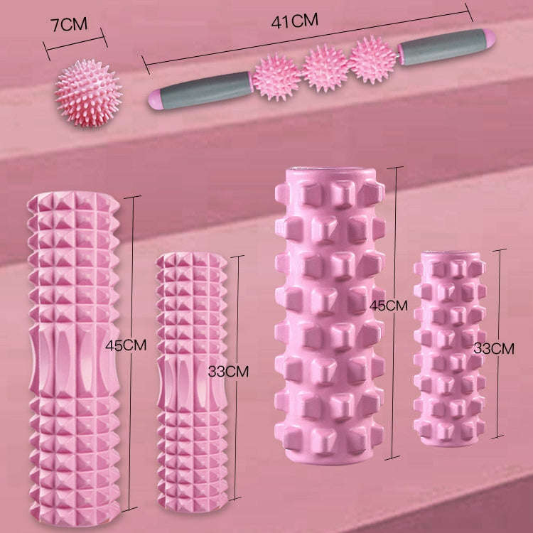 3 in 1 Eva Foam Roller Hollow Muscle Relaxation Roller Yoga Column Set, Length:  45cm (Pink Cresc...