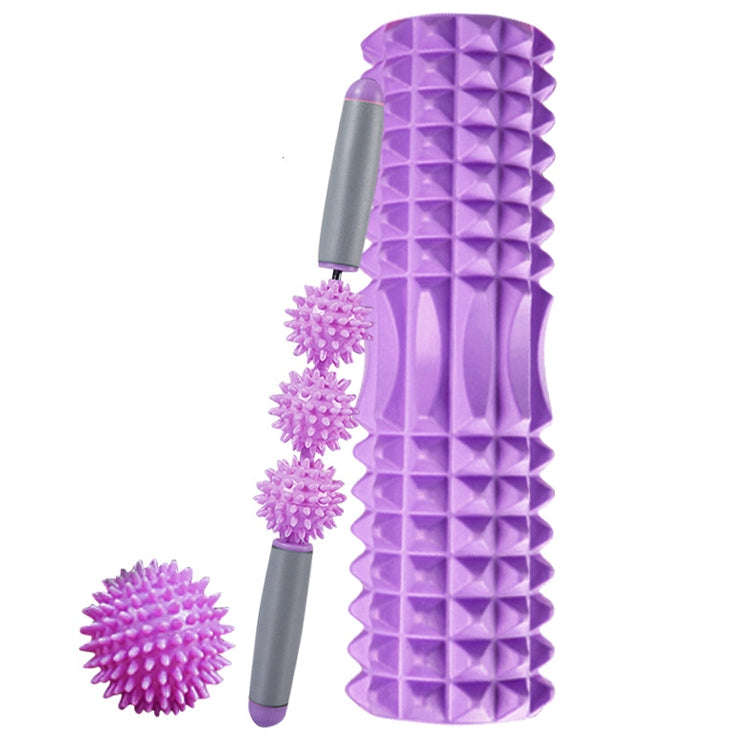 3 in 1 Eva Foam Roller Hollow Muscle Relaxation Roller Yoga Column Set, Length: 45cm (Purple Cres...