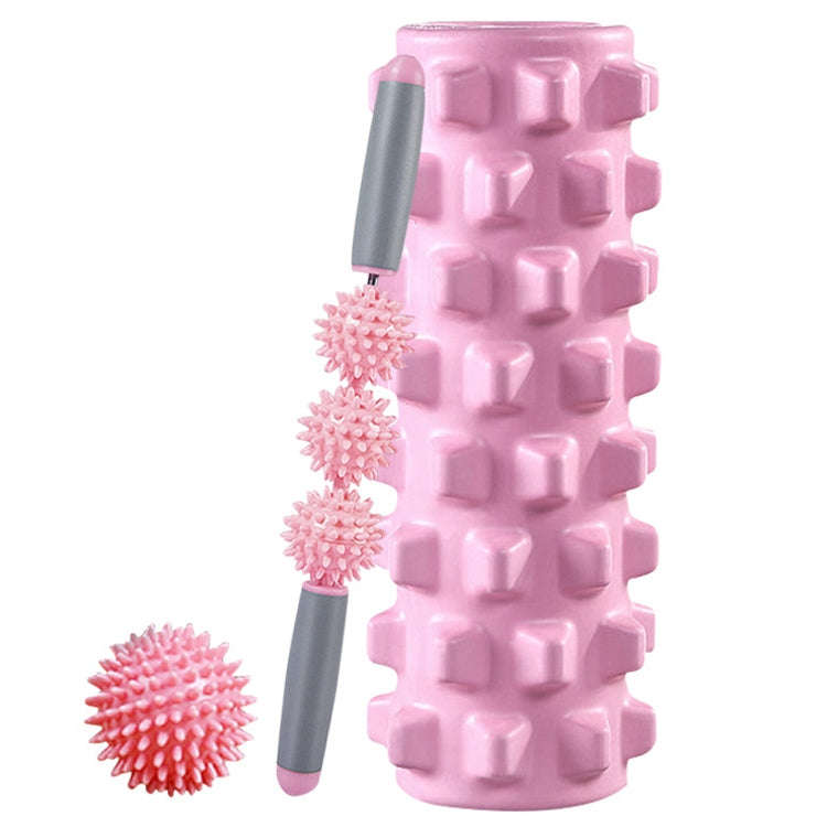 3 in 1 Eva Foam Roller Hollow Muscle Relaxation Roller Yoga Column Set, Length: 45cm (Pink Wolf T...