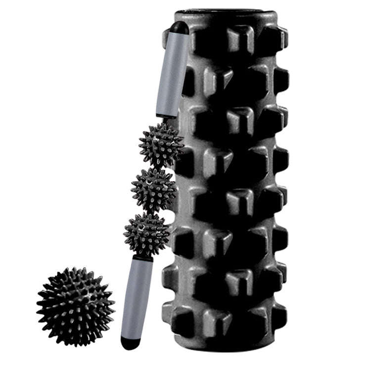 3 in 1 Eva Foam Roller Hollow Muscle Relaxation Roller Yoga Column Set, Length: 45cm  (Black Wolf...