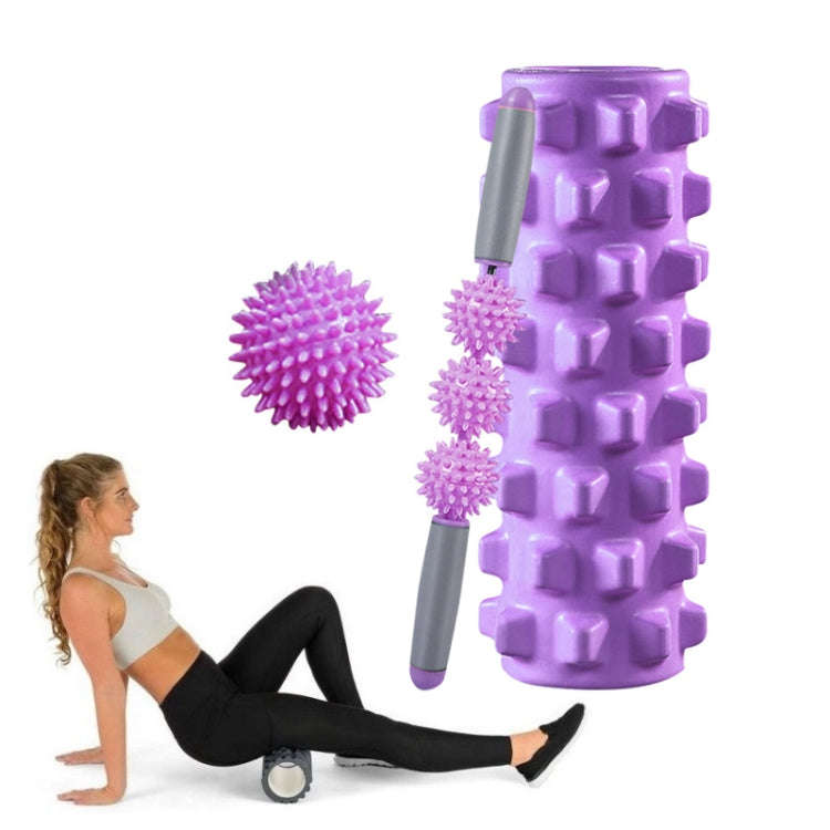 3 in 1 Eva Foam Roller Hollow Muscle Relaxation Roller Yoga Column Set, Length:  45cm (Purple Wol...