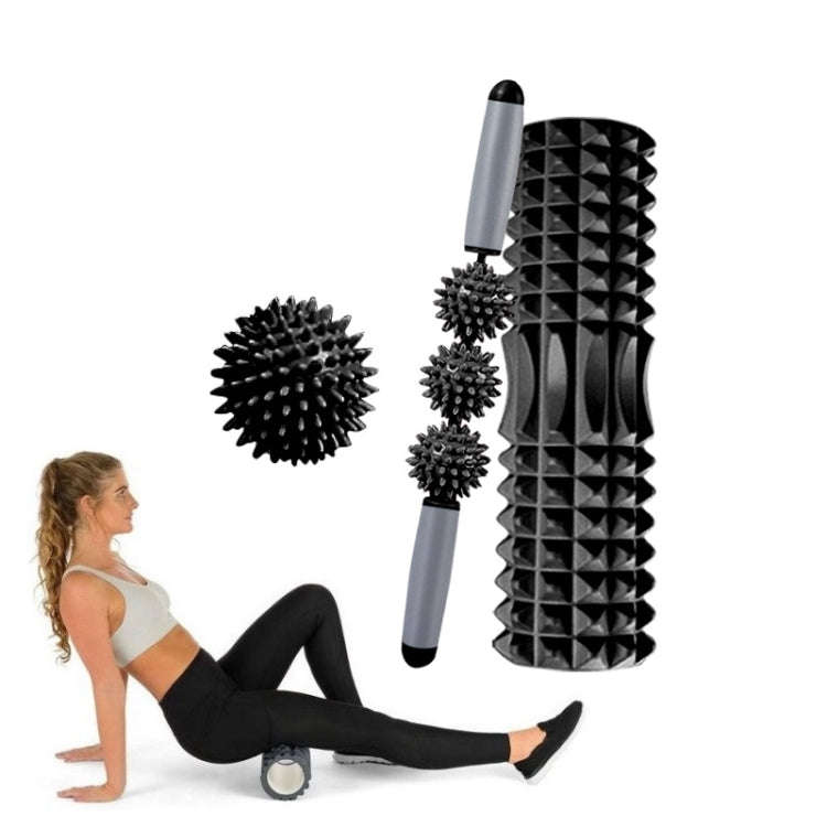 3 in 1 Eva Foam Roller Hollow Muscle Relaxation Roller Yoga Column Set, Length: 33cm (Black Cresc...