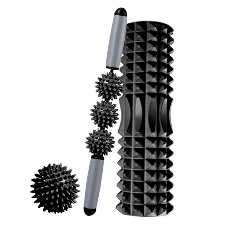 3 in 1 Eva Foam Roller Hollow Muscle Relaxation Roller Yoga Column Set, Length: 33cm (Black Cresc...