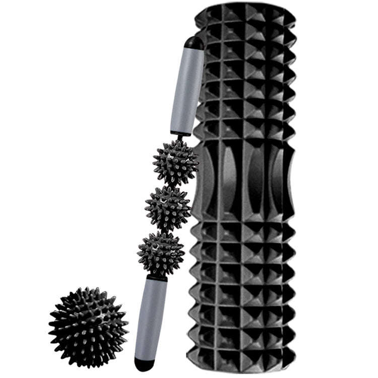 3 in 1 Eva Foam Roller Hollow Muscle Relaxation Roller Yoga Column Set, Length:  45cm (Black Cres...