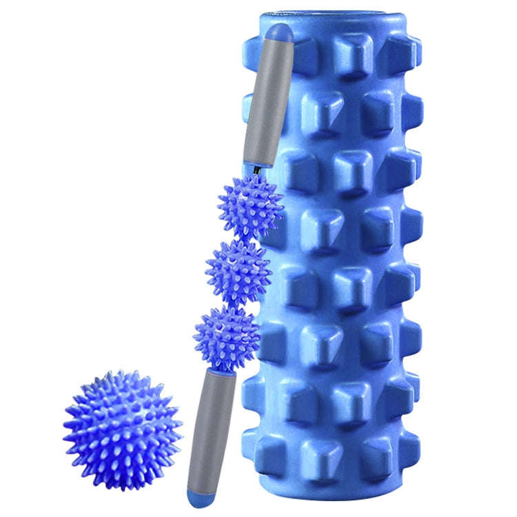 3 in 1 Eva Foam Roller Hollow Muscle Relaxation Roller Yoga Column Set, Length:  45cm (Blue Wolf ...