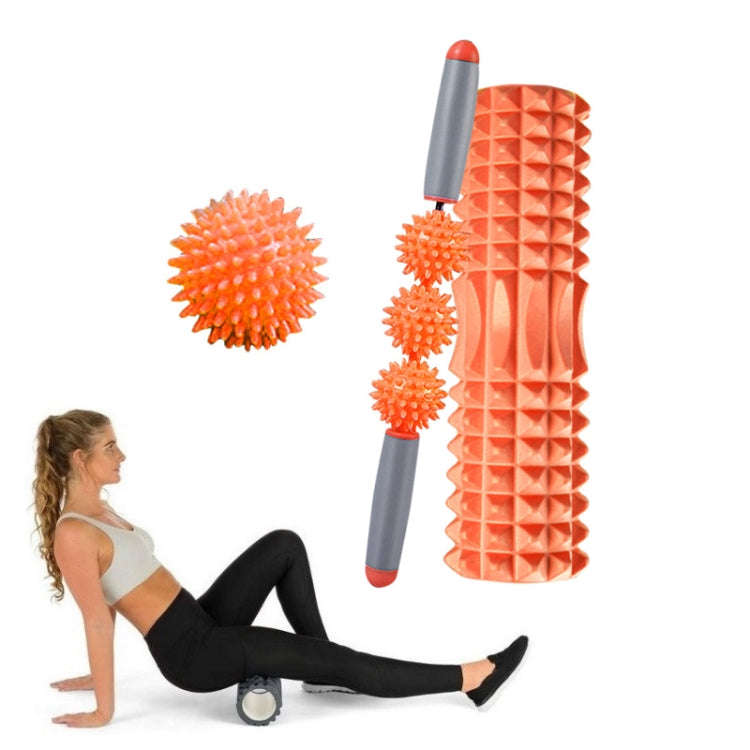 3 in 1 Eva Foam Roller Hollow Muscle Relaxation Roller Yoga Column Set, Length:  33cm (Orange Cre...