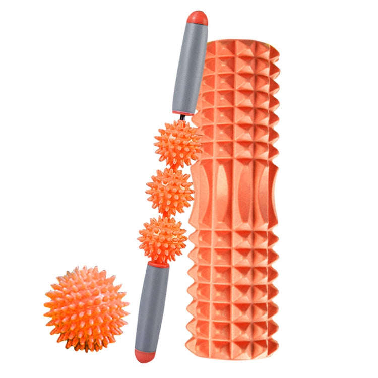3 in 1 Eva Foam Roller Hollow Muscle Relaxation Roller Yoga Column Set, Length:  33cm (Orange Cre...