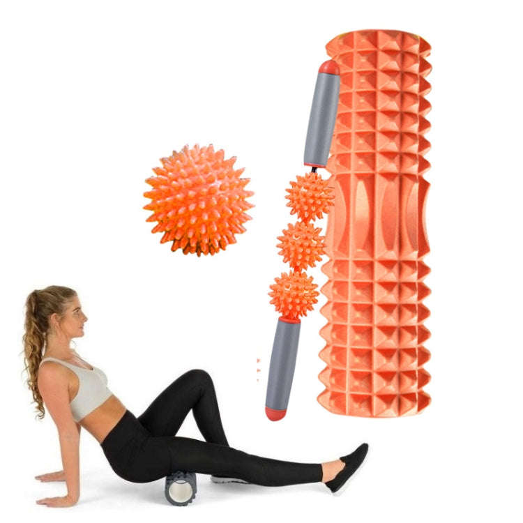 3 in 1 Eva Foam Roller Hollow Muscle Relaxation Roller Yoga Column Set, Length:  45cm (Orange Cre...