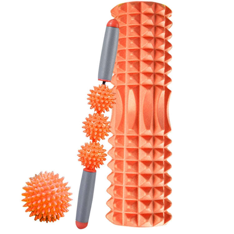 3 in 1 Eva Foam Roller Hollow Muscle Relaxation Roller Yoga Column Set, Length:  45cm (Orange Cre...