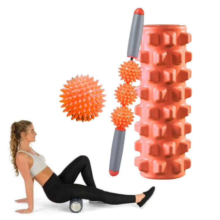 3 in 1 Eva Foam Roller Hollow Muscle Relaxation Roller Yoga Column Set, Length:  33cm (Orange Wol...