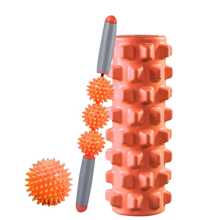 3 in 1 Eva Foam Roller Hollow Muscle Relaxation Roller Yoga Column Set, Length:  33cm (Orange Wol...