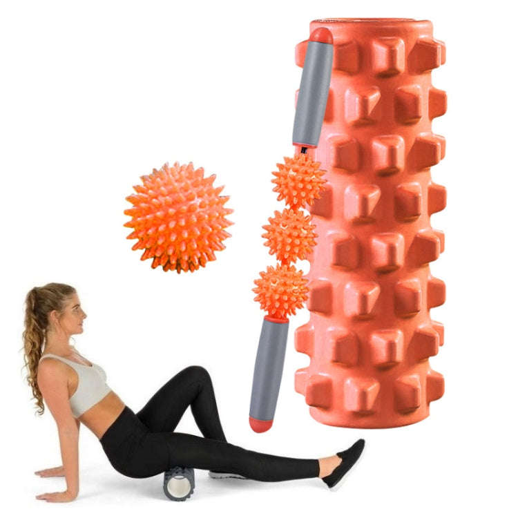 3 in 1 Eva Foam Roller Hollow Muscle Relaxation Roller Yoga Column Set, Length:  45cm (Orange Wol...