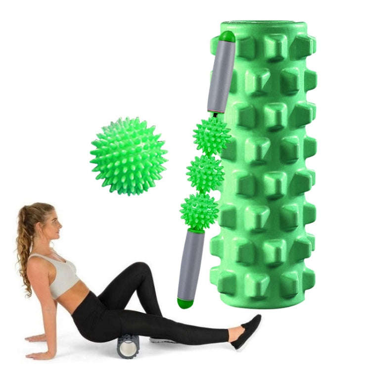 3 in 1 Eva Foam Roller Hollow Muscle Relaxation Roller Yoga Column Set, Length: 45cm (Green Wolf ...