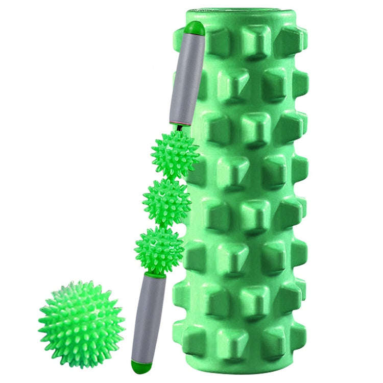 3 in 1 Eva Foam Roller Hollow Muscle Relaxation Roller Yoga Column Set, Length: 45cm (Green Wolf ...