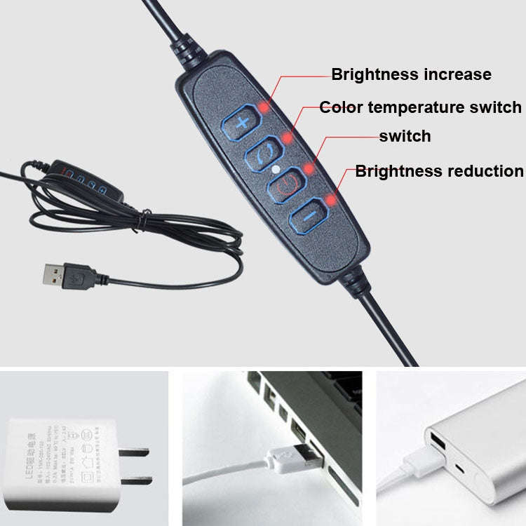 6 inch Strong Clip Fill Light With Adjustable Temperature LED Ring Light Desktop Computer Clip Li...