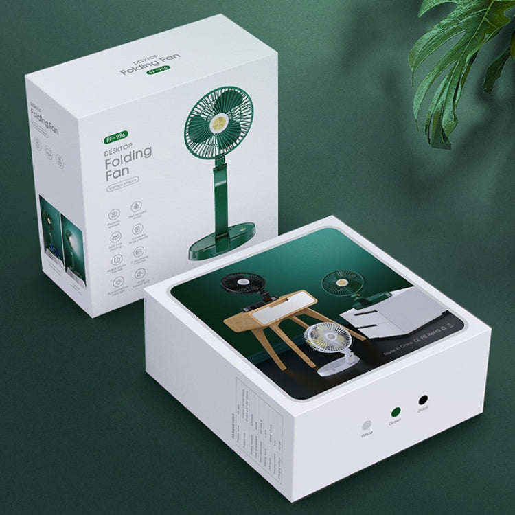 FF-996 Desktop Folding Table Lamp Fan Student Dormitory Desktop USB Mute Fan(Upgraded Version-Green)