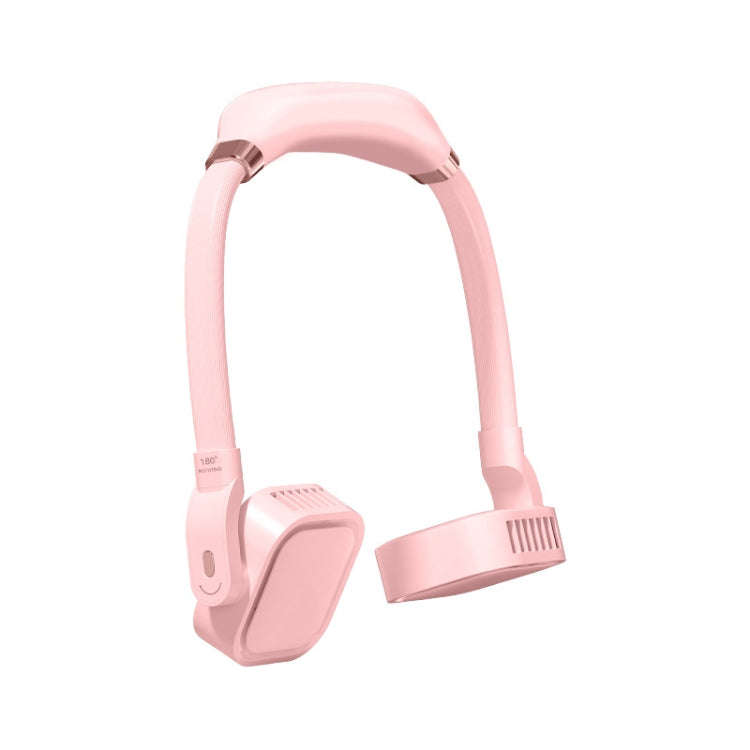 G2 Hanging Neck Leafless Fan Outdoor Student Sports Mini USB Silent Fan, Colour: 4000MAH Girl Powder