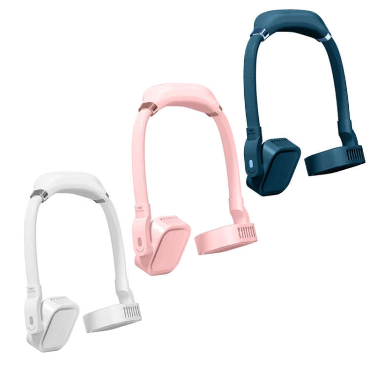 G2 Hanging Neck Leafless Fan Outdoor Student Sports Mini USB Silent Fan, Colour: 4000MAH Girl Powder