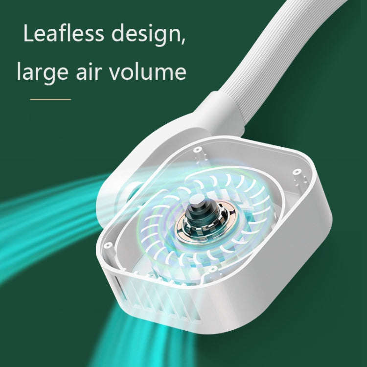 G2 Hanging Neck Leafless Fan Outdoor Student Sports Mini USB Silent Fan, Colour: 4000MAH Girl Powder