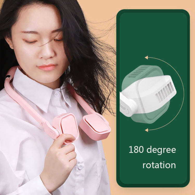 G2 Hanging Neck Leafless Fan Outdoor Student Sports Mini USB Silent Fan, Colour: 4000MAH Girl Powder