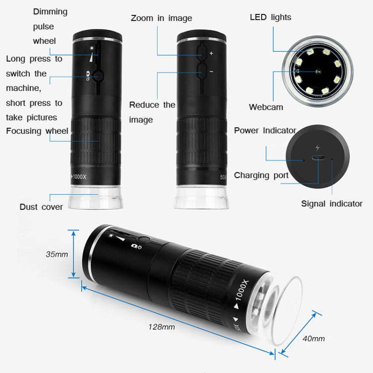 HD Digital Mobile Phone WIFI Electron Microscope Portable Magnifying Glass
