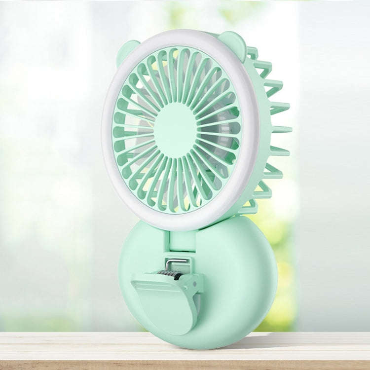 D11 Fill Light Clip Hanging Neck Fan Handheld Folding Mini USB Desktop Fan(Green)
