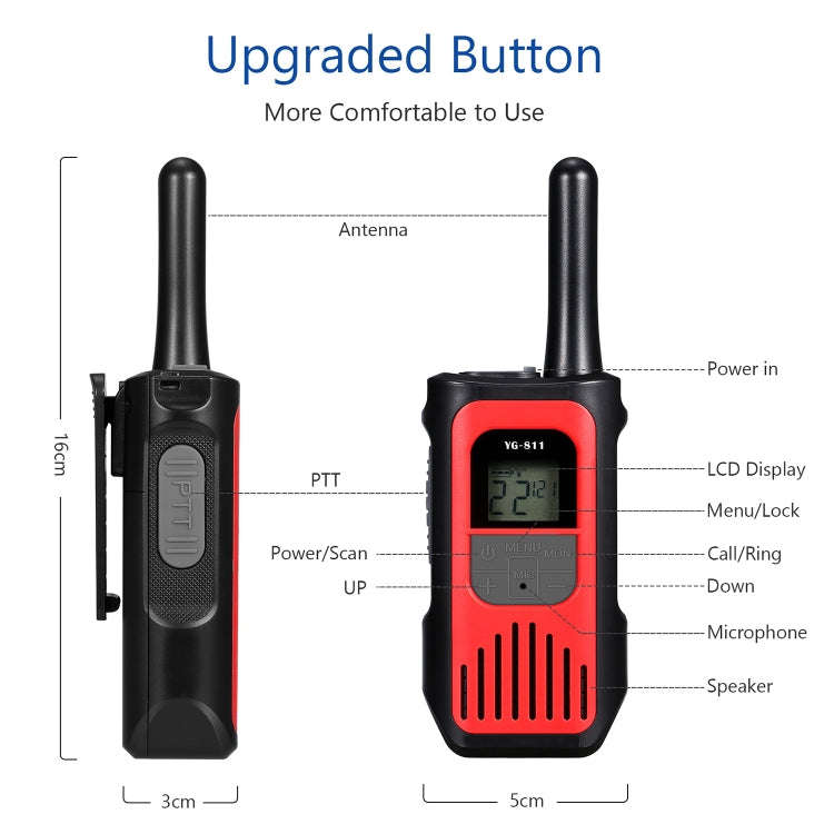 1 Pair YG-811 0.5W Children Handheld Wireless Walkie-Talkie Random Colour Delivery