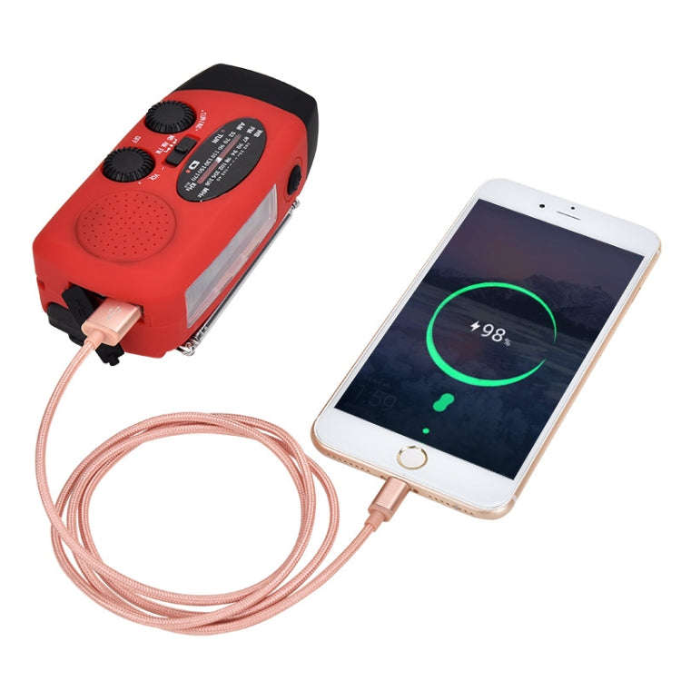HRD-902 Multifunctional Hand Crank Solar Power LED Flashlight Emergency  Alarm FM Radio