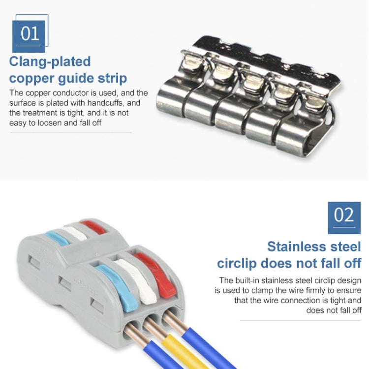 10pcs SPL-42 2 In 4 Out Colorful Quick Line Terminal Multi-Function Dismantling Wire Connection T...